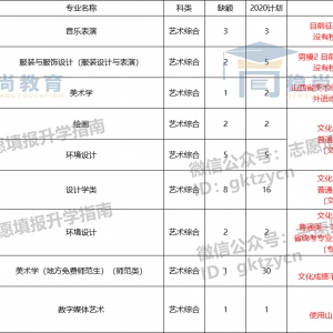 2020年山西艺术生高考志愿填报征集志愿学校